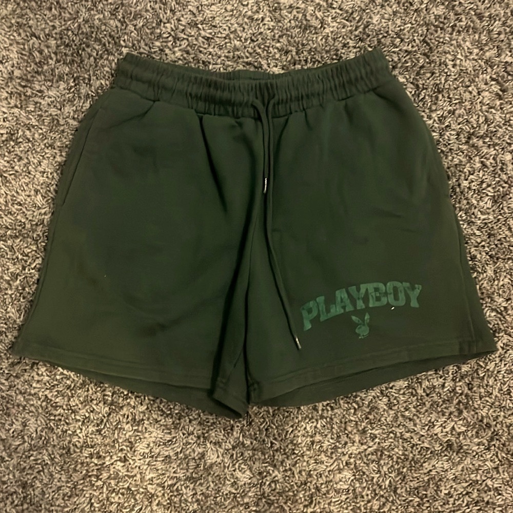 Men’s Forest green PLAYBOY over the knee shorts